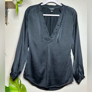 SOLD - 100% Brushed Silk Black blouse Size Sm